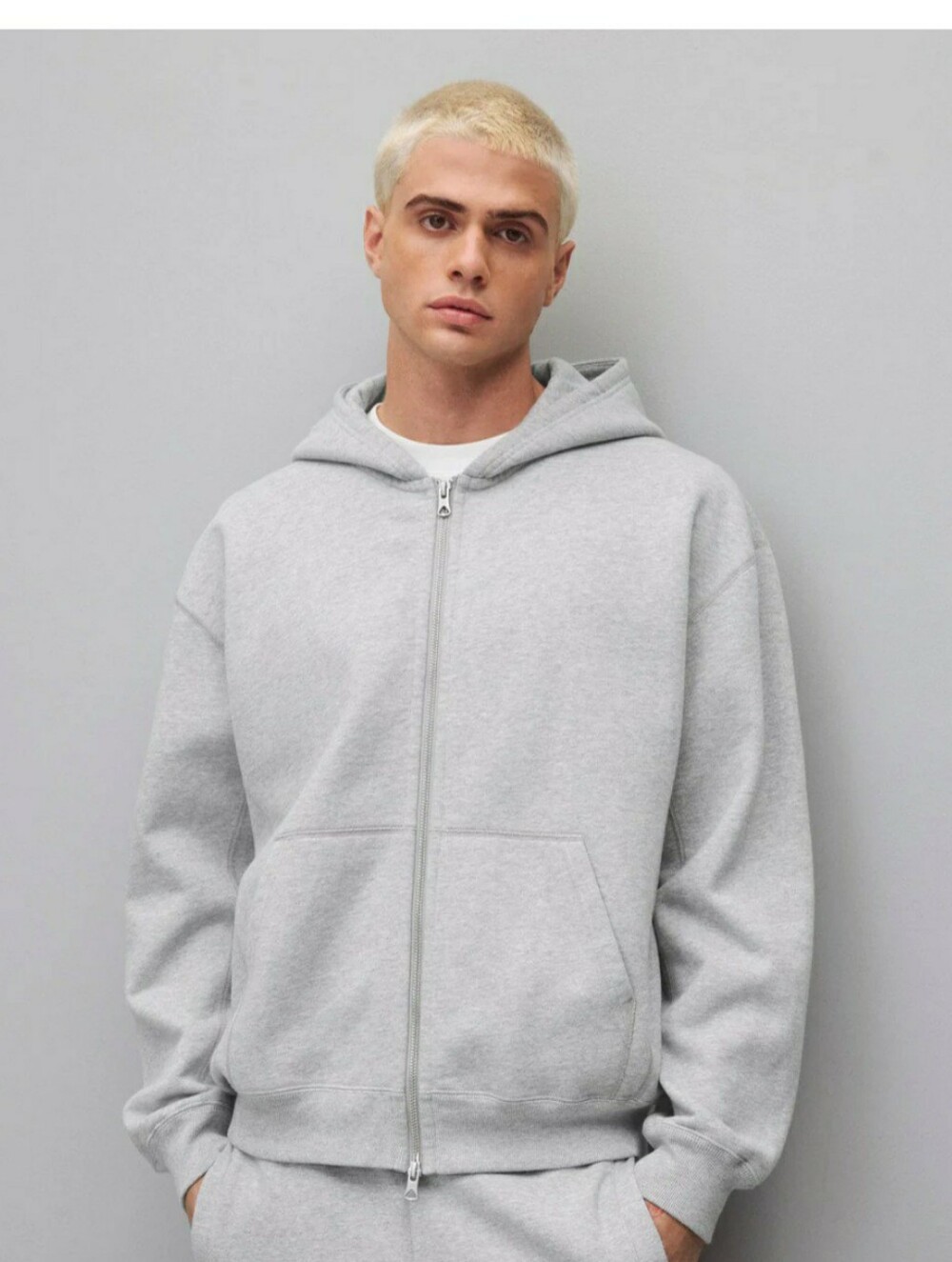 🌻Reigning Champ Heather Gray Two Way-Zip Hooded Jacket